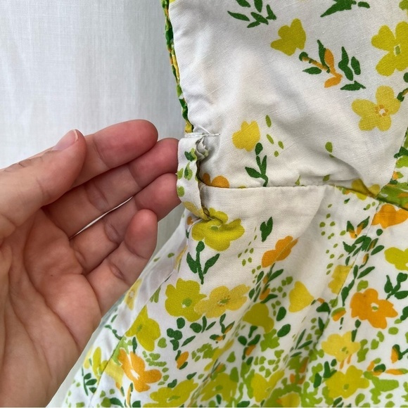 VINTAGE mcm 60s 70s floral playsuit extra small small green yellow orange - Picture 7 of 10